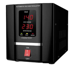 Stabilizator automat de tensiune cu servomotor Well 1500VA/900W, AVR-SRV-CONSTANT1500-WL, Protectie la Tensiune scazuta, Supratensiune, Supraincalzire, Scurt Circuit