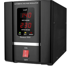 Stabilizator automat de tensiune cu servomotor Well 500VA/300W, AVR-SRV-CONSTANT500-WL Protectie la Tensiune scazuta, Supratensiune, Supraincalzire, Scurt Circuit
