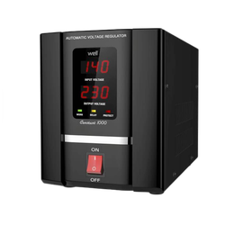 Stabilizator automat de tensiune cu servomotor Well 1000VA/600W, AVR-SRV-CONSTANT1000-WL, Protectie la Tensiune scazuta, Supratensiune, Supraincalzire, Scurt Circuit