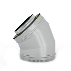 Cot 45 grade neizolat evacuare fum, inox, diametru 160 mm