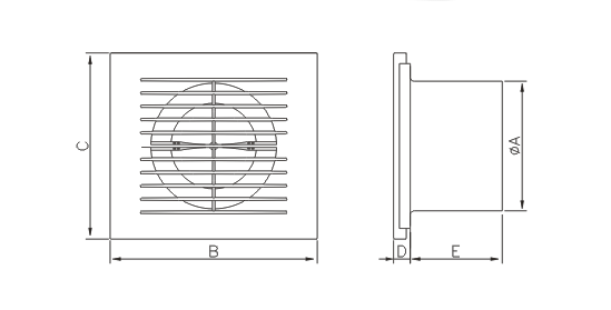 Dimensiuni ventilator casnic Dospel Fresh