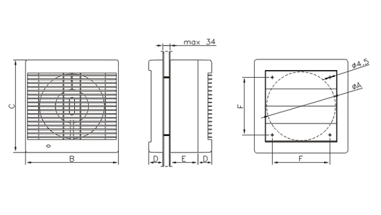 Dimensiuni ventilator casnic Dospel Polo 6 OK