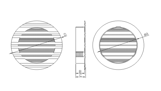 Dimensiuni grila ventilatie Dospel BELLA