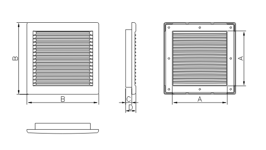 Dimensiuni grila ventilatie Dospel DL/135 RW