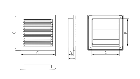 Dimensiuni grila ventilatie Dospel DL 165 Z