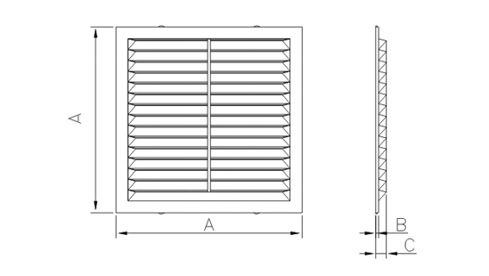 Dimensiuni grila ventilatie Dospel D 235 W