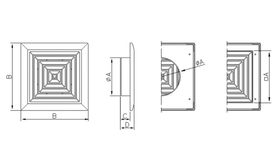 Dimensiuni grila ventilatie Dospel KKS 100