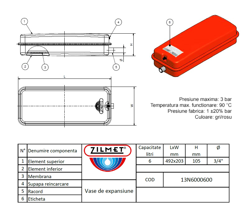 Dimensiuni Zilmet 13N6000600